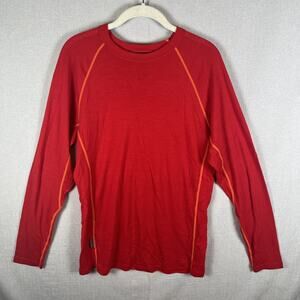 ICEBREAKER Shirt Mens L Red 100% Pure Merino Skin 200 Long Sleeve Base Layer